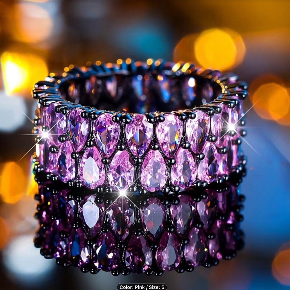 Pink Sapphire Double Row Teardrop Ring